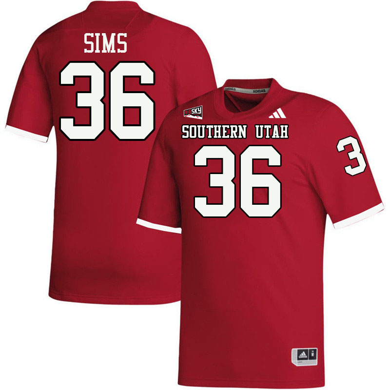 Southern Utah Thunderbirds #36 LeShaun Sims College Football Jerseys,Uniforms Stitched-Red